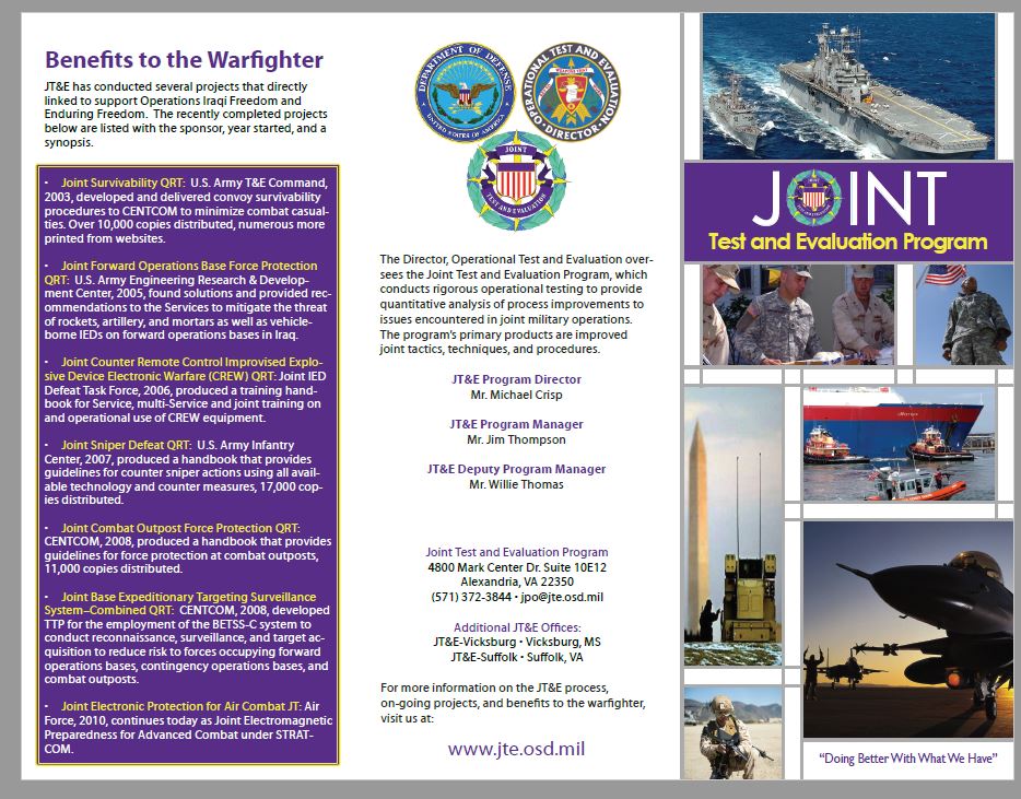 Benefits to the Warfighter brochure screenshot