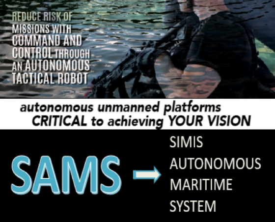 SAMS (SimIS Autonomous Maritime System) flyer with text